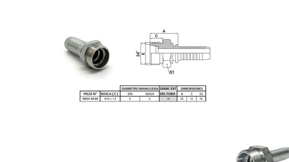 Imagen de MACHO RECTO M18 X 1,5-10 04 1/4'' (MULTI ASIENTO)